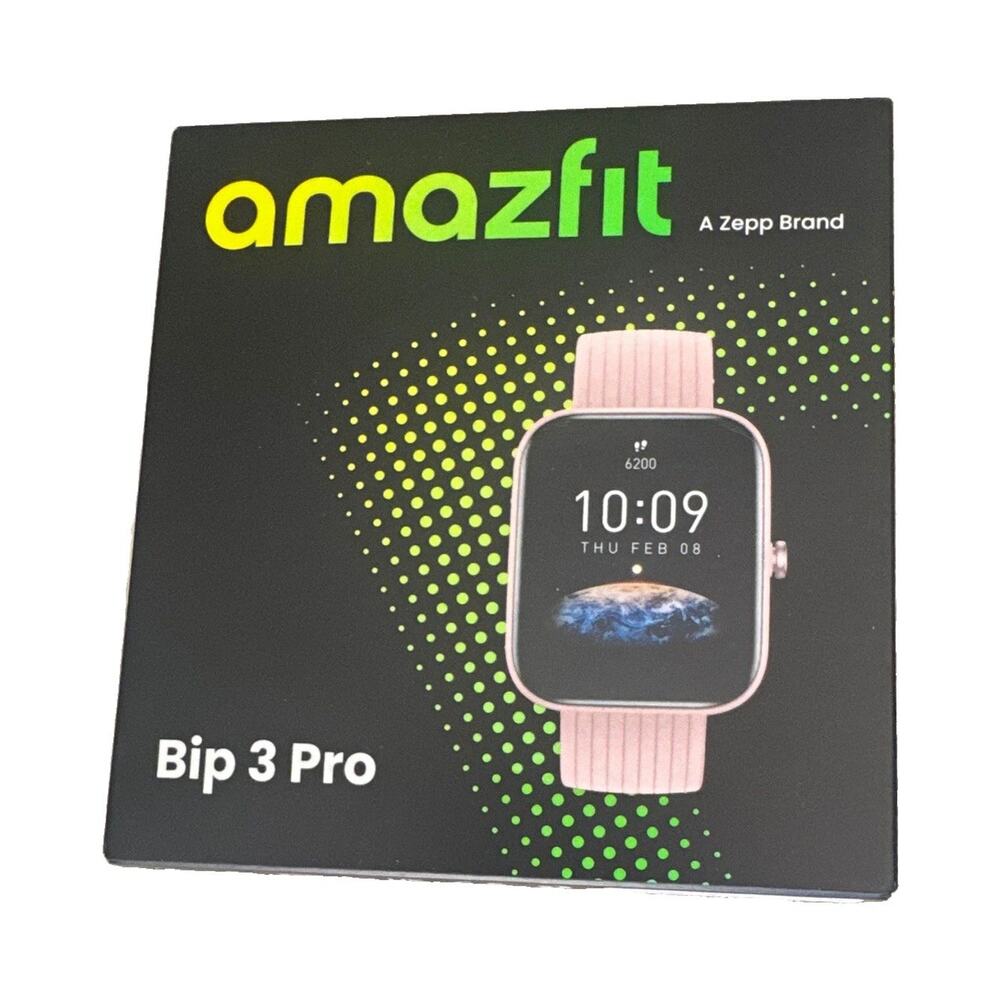 Amazfit Bip 3 Pro 44mm Smartwatch Zepp OS Bluetooth Pink Silicone Band new